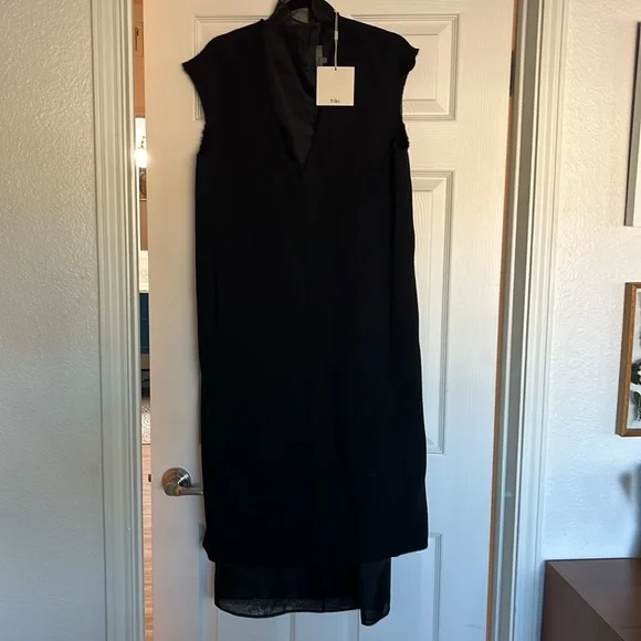 NWT Tibi Melee Crepe V neck dress with organza lining - Picture 5 of 5